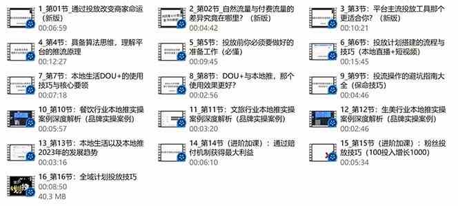 图片[2]-（9439期）本地同城·推核心方法论，本地同城投放技巧快速掌握运营核心（16节课）-飓风网创资源站