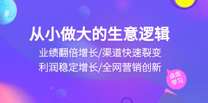 图片[1]-（10438期）从小做大生意逻辑：业绩翻倍增长/渠道快速裂变/利润稳定增长/全网营销创新-飓风网创资源站