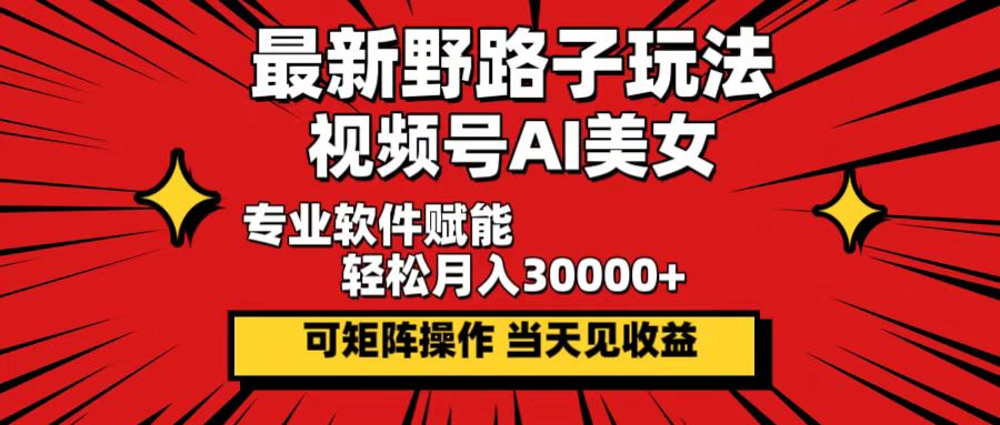 图片[1]-（12798期）最新野路子玩法，视频号AI美女，当天见收益，轻松月入30000＋-飓风网创资源站