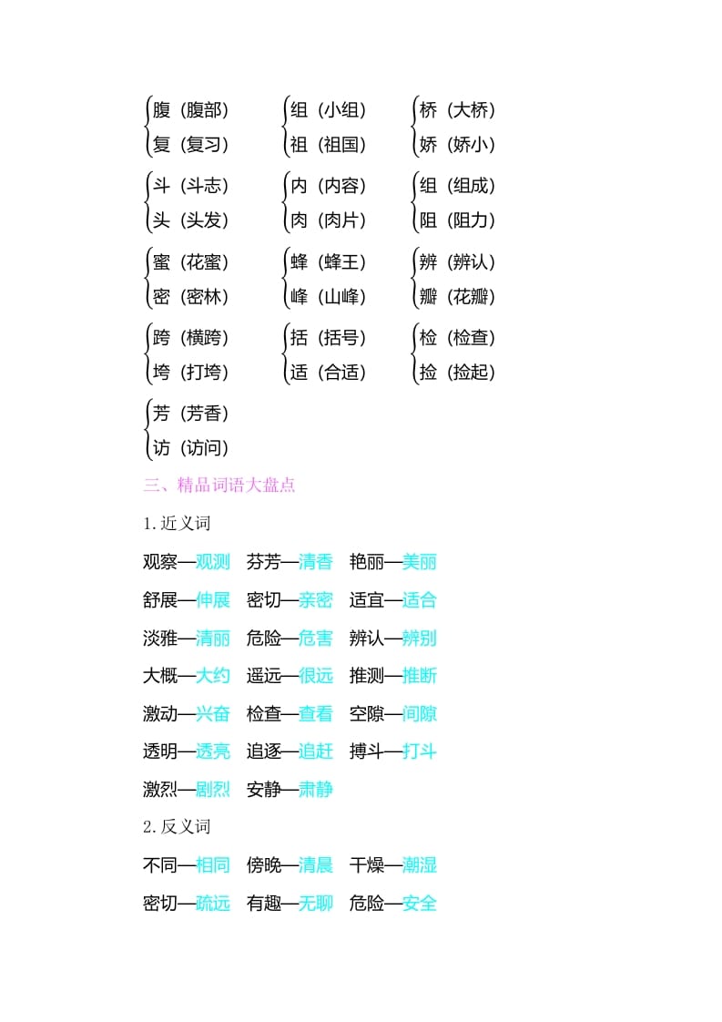 图片[2]-三年级语文下册知识小结-第四单元-小哥网