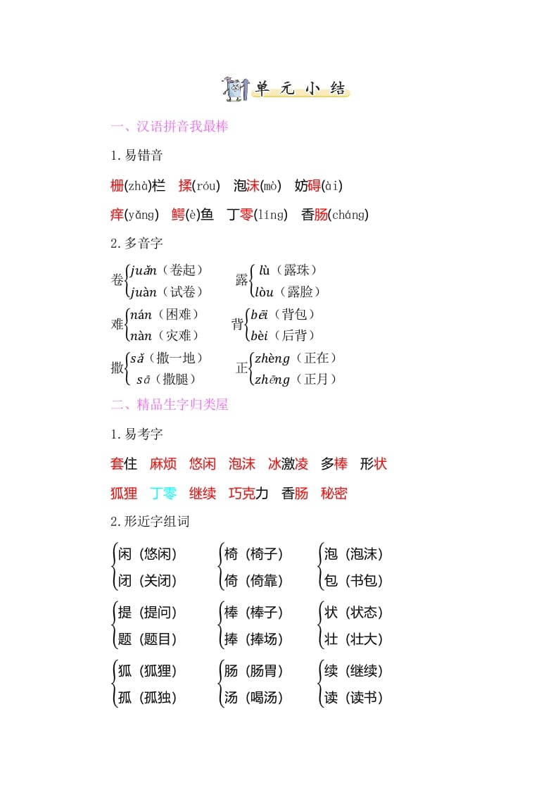 三年级语文下册知识小结-第五单元-小哥网