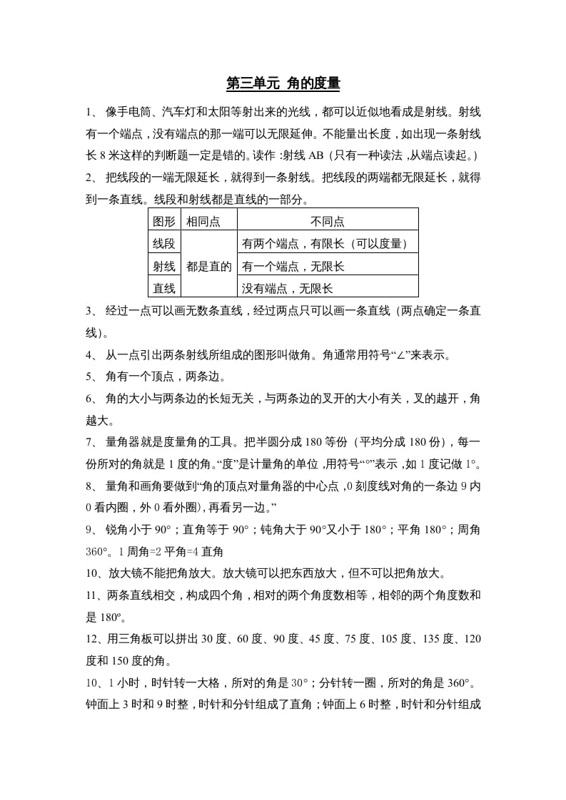 四年级数学上册第3单元归纳总结（人教版）-小哥网