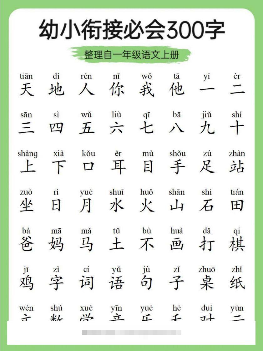 幼小衔接必会300字-小哥网