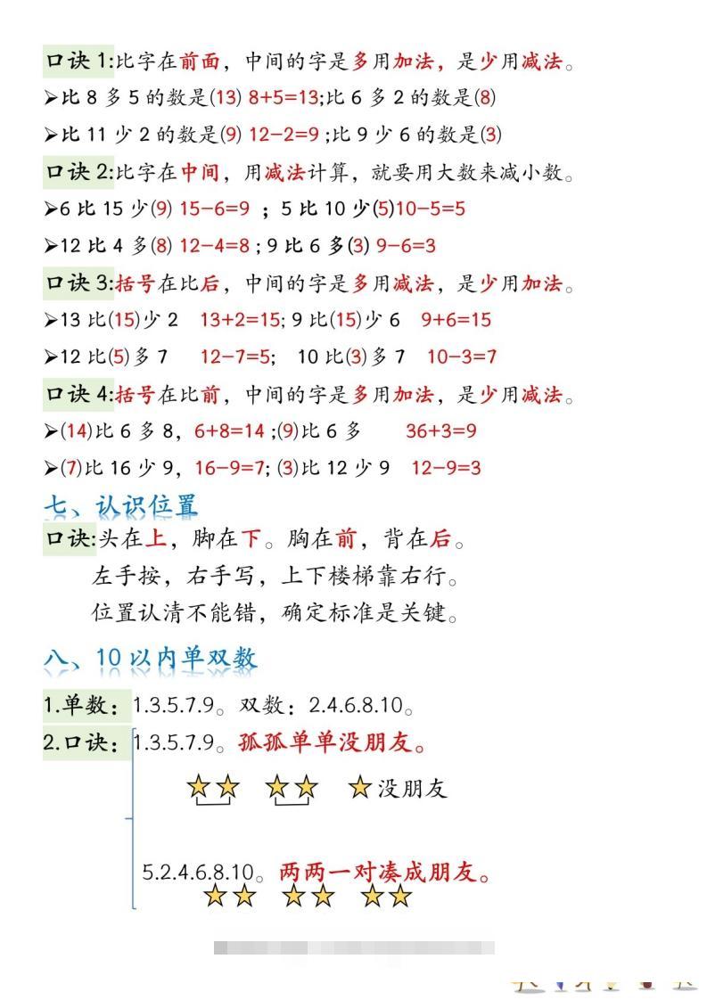 图片[3]-一年级数学上册必背知识口诀-小哥网