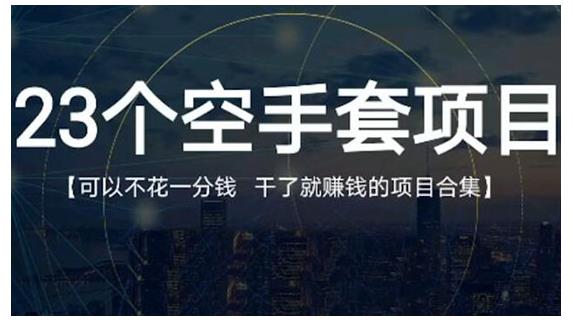 23个空手套项目大合集，0成本0投入，干了就赚钱纯空手套生意经-小哥网