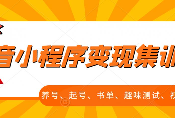 抖音小程序变现集训课，养号、起号、书单、趣味测试、视频剪辑，全套流程-小哥网