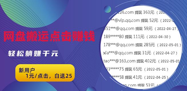 无脑搬运网盘项目，1元1次点击，每天30分钟打造躺赚管道，收益无上限￼-小哥网