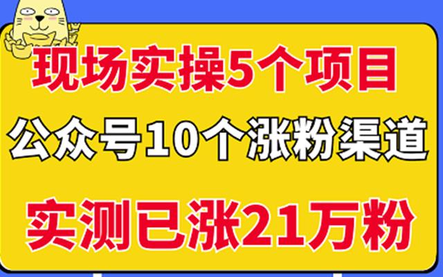 现场实操5个公众号项目，10个涨粉渠道，实测已涨21万粉！￼-小哥网