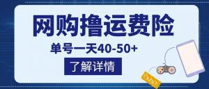 网购撸运费险项目，单号一天40-50+，实实在在能够赚到钱的项目【详细教程】￼-小哥网