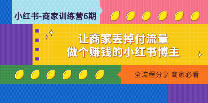 小红书-商家训练营12期：让商家丢掉付流量，做个赚钱的小红书博主-小哥网