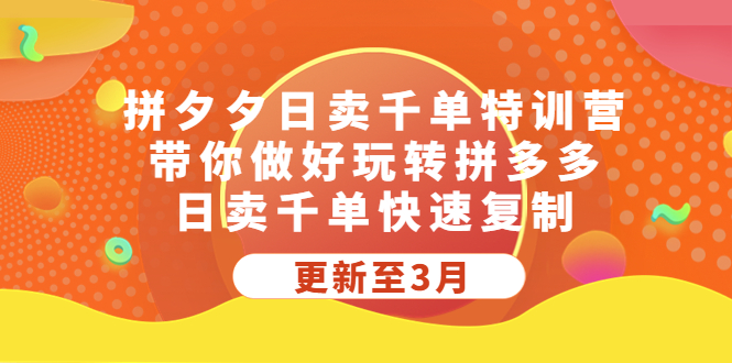 拼夕夕日卖千单特训营，带你做好玩转拼多多，日卖千单快速复制 (更新至3月)-小哥网