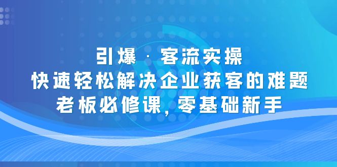 引爆·客流实操：快速轻松解决企业获客的难题，老板必修课，零基础新手-小哥网