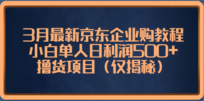 3月最新京东企业购教程，小白单人日利润500+撸货项目（仅揭秘）-小哥网