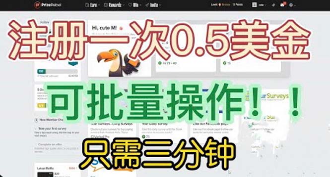 国外项目注册一次0.5美金 只需三分钟无脑操作 可批量放大 小白工作室福利-小哥网