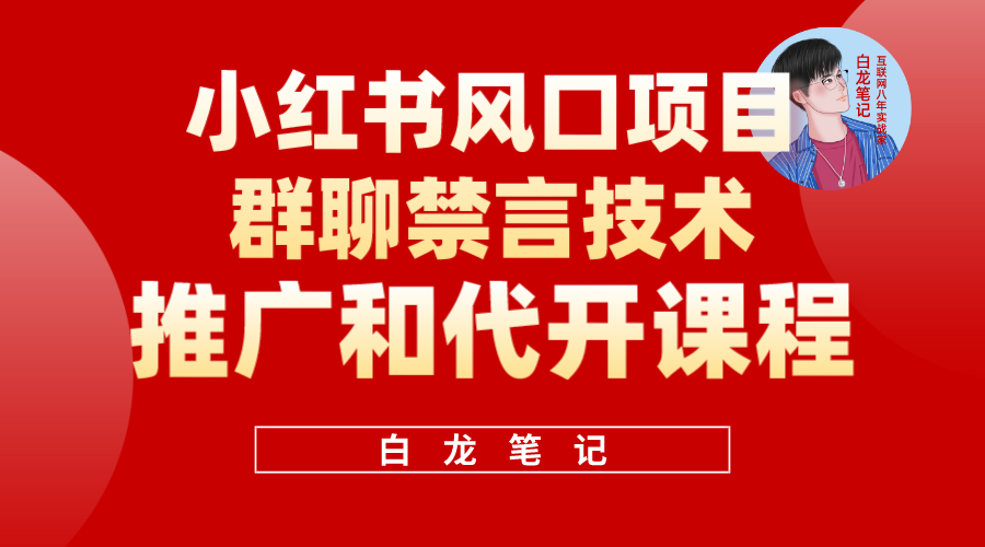 小红书风口项目日入300+，小红书群聊禁言技术代开项目，适合新手操作-小哥网