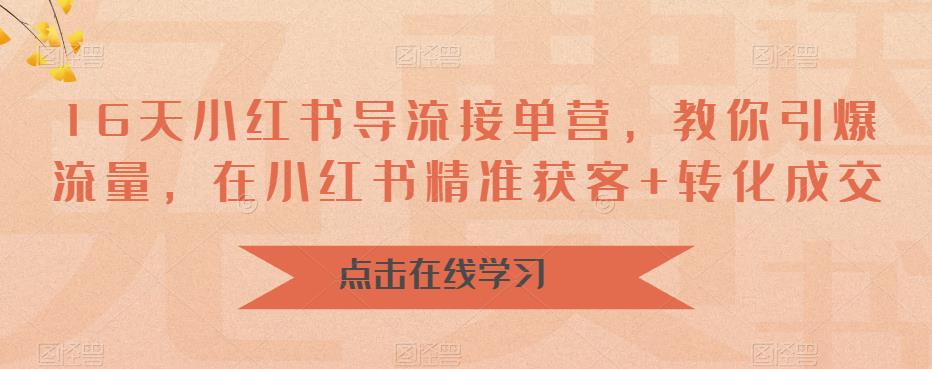 16天-小红书 导流接单营，教你引爆流量，在小红书精准获客+转化成交-小哥网