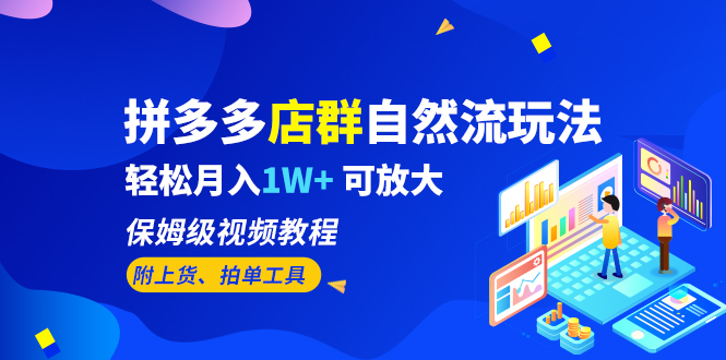 拼多多店群自然流玩法，轻松月入1W+ 保姆级视频教程（附上货、拍单工具）-小哥网