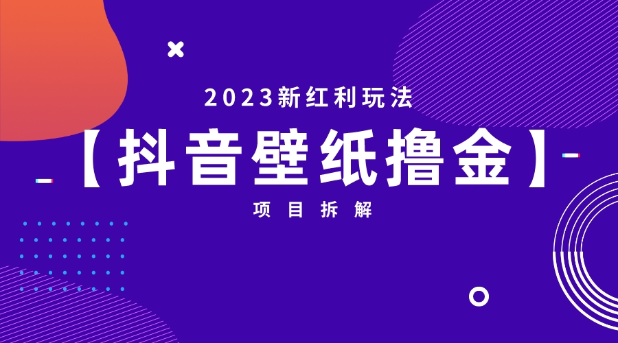 2023新红利玩法：抖音壁纸撸金项目-小哥网