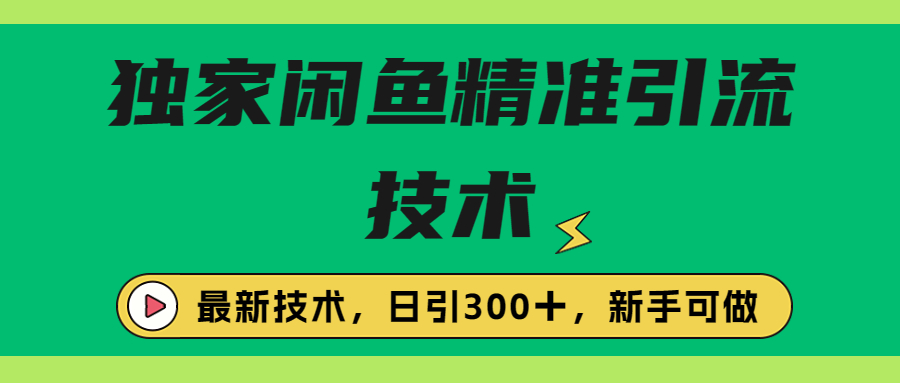 独家闲鱼引流技术，日引300＋实战玩法-小哥网