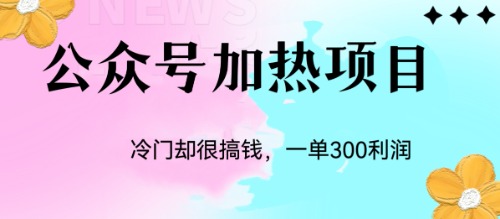 冷门公众号加热项目，一单利润300+-小哥网