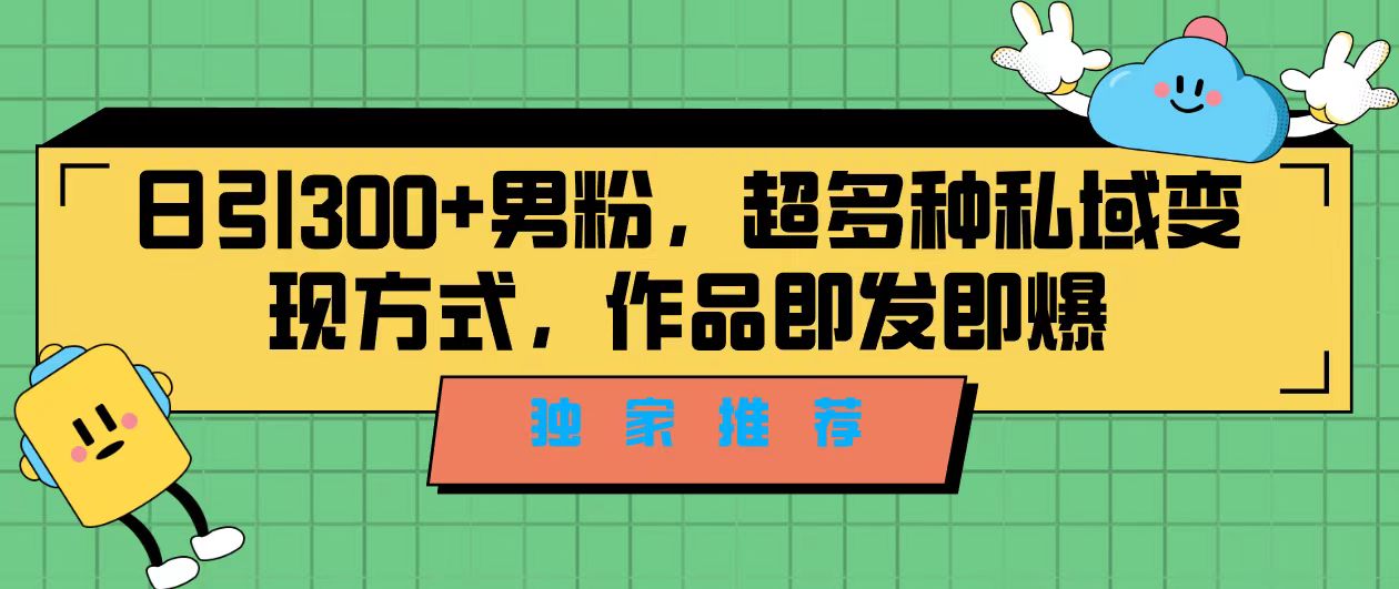 独家推荐！日引300+男粉，超多种私域变现方式，作品即发即报-小哥网