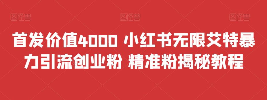 首发价值4000 小红书无限艾特暴力引流创业粉 精准粉揭秘教程-小哥网