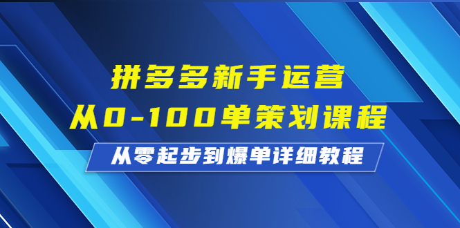 拼多多新手运营从0-100单策划课程，从零起步到爆单详细教程-小哥网