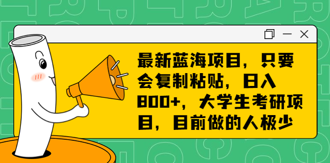 最新蓝海项目，只要会复制粘贴，日入800+，大学生考研项目，目前做的人极少-小哥网