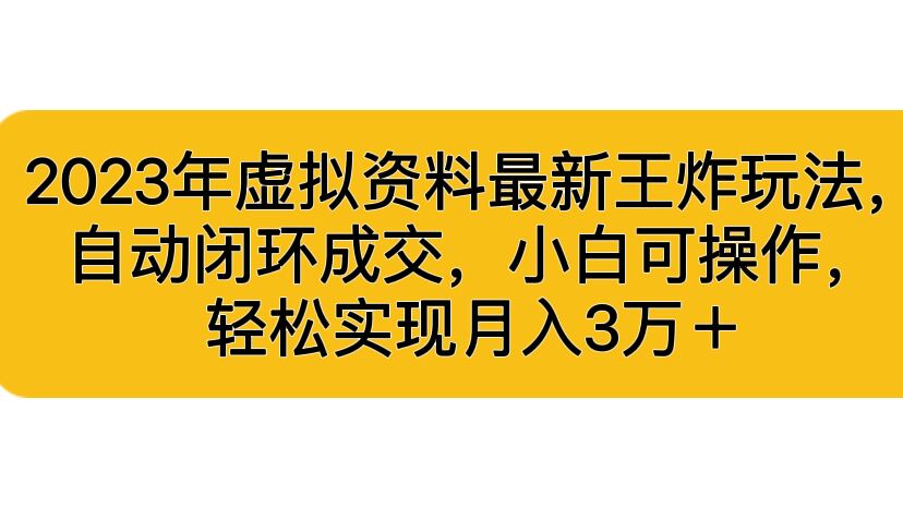 2023年虚拟资料最新王炸玩法，自动闭环成交，小白可操作，轻松实现月入3…-小哥网