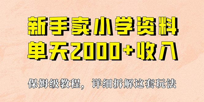 我如何通过卖小学资料，实现单天2000+，实操项目，保姆级教程+资料+工具-小哥网