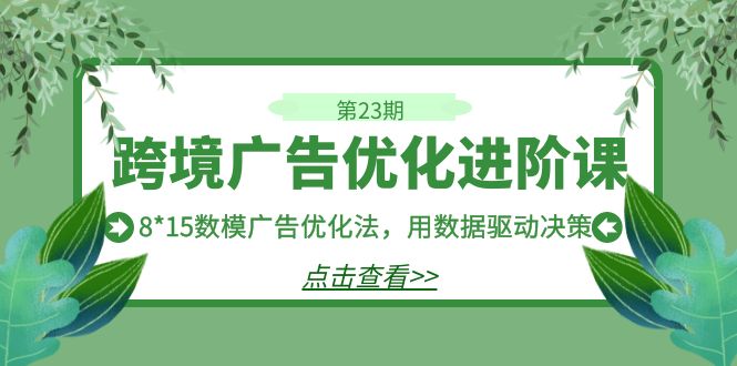 跨境广告·优化进阶课·第23期，8*15数模广告优化法，用数据驱动决策-小哥网