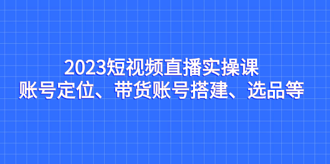 2023短视频直播实操课，账号定位、带货账号搭建、选品等-小哥网