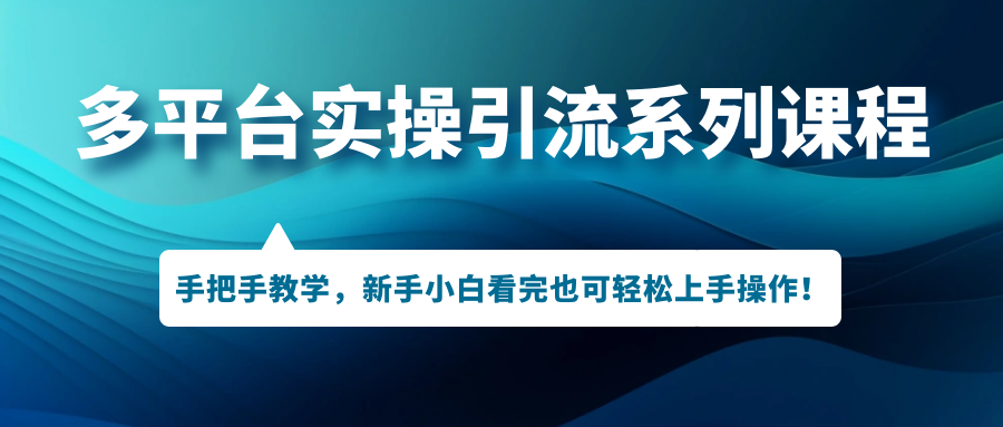 多平台实操引流系列课程，手把手教学，新手小白看完也可轻松上手引流操作！-小哥网