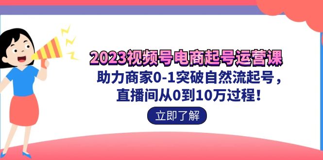 2023视频号-电商起号运营课 助力商家0-1突破自然流起号 直播间从0到10w过程-小哥网