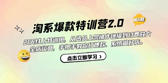 淘系爆款特训营2.0【第六期】从选品上架到付费放大 全店运营 打爆款 做好店-小哥网