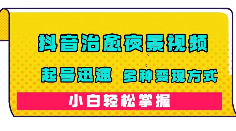 抖音治愈系夜景视频，起号迅速，多种变现方式，小白轻松掌握（附120G素材）-小哥网