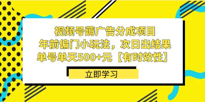 视频号薅广告分成项目，年前偏门小玩法，次日出结果，单号单天500+元-小哥网