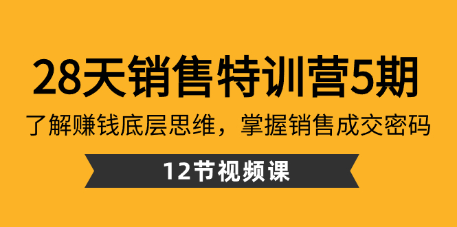 28天·销售特训营5期：了解赚钱底层思维，掌握销售成交密码（12节课）-小哥网