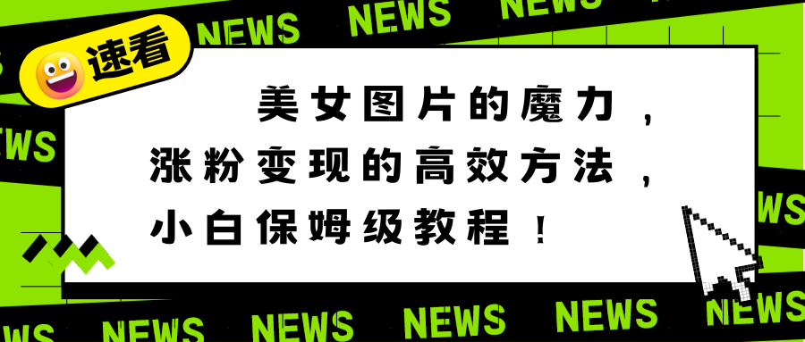 美女图片的魔力，涨粉变现的高效方法，小白保姆级教程！-小哥网