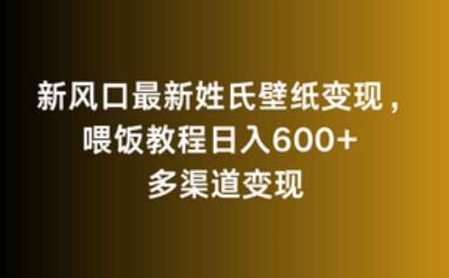 新风口最新姓氏壁纸变现，喂饭教程日入600+-小哥网