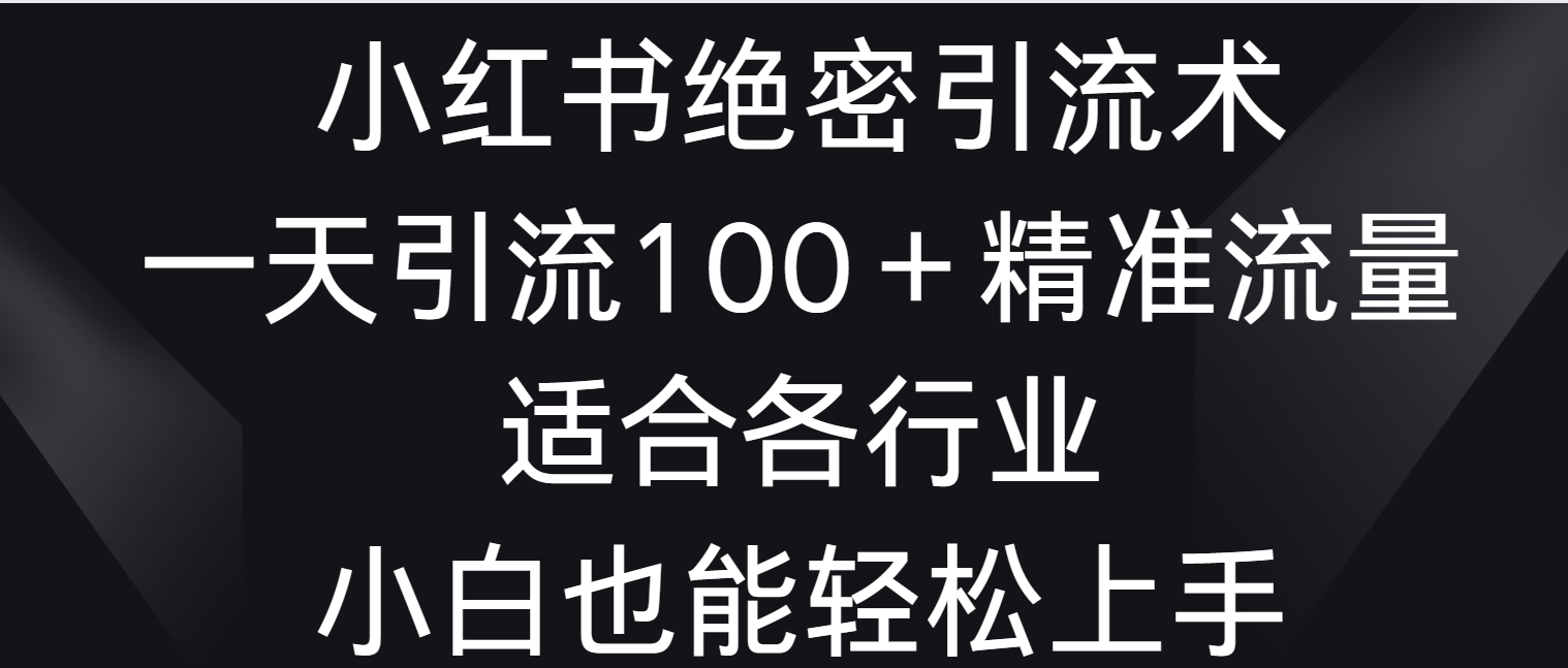 小红书绝密引流术，一天引流100＋精准流量，适合各个行业，小白也能轻松上手-小哥网