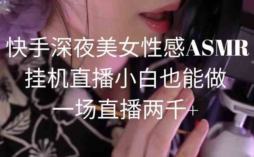 （9243期）快手深夜美女性感ASMR挂机直播，小白也能做，一场直播两千+-小哥网