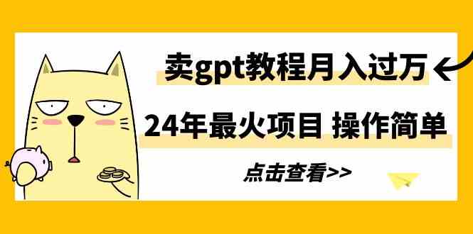 （9180期）24年最火项目，卖gpt教程月入过万，操作简单-小哥网