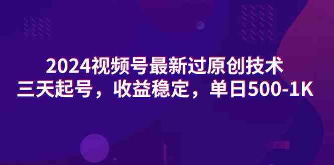 （9506期）2024视频号最新过原创技术，三天起号，收益稳定，单日500-1K-小哥网