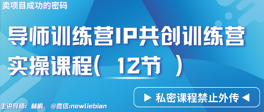 导师训练营3.0IP共创训练营私密实操课程（12节）-卖项目的密码成功秘诀-小哥网