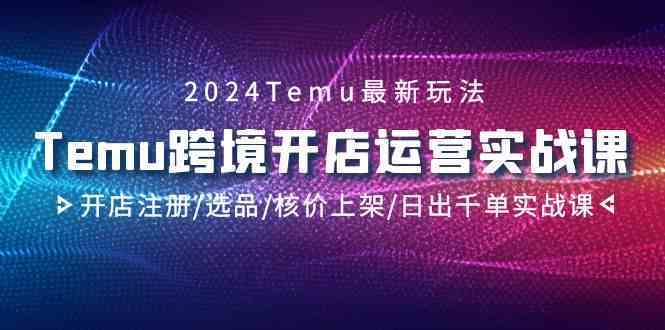 2024Temu跨境开店运营实战课，开店注册/选品/核价上架/日出千单实战课-唐人网创