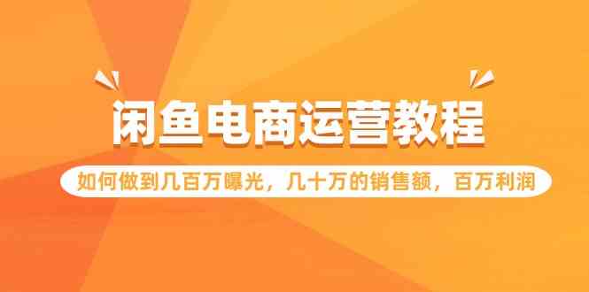 图片[1]-（9560期）闲鱼电商运营教程：如何做到几百万曝光，几十万的销售额，百万利润.-飓风网创资源站