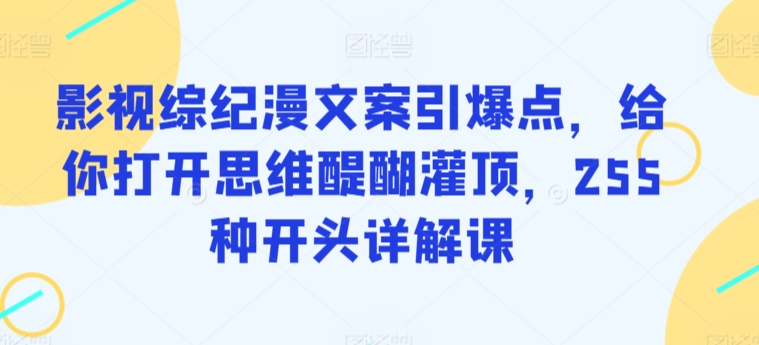 影视综纪漫文案引爆点，给你打开思维醍醐灌顶，255种开头详解课-时尚博客