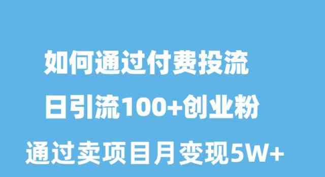 图片[1]-（10189期）如何通过付费投流日引流100+创业粉月变现5W+-飓风网创资源站