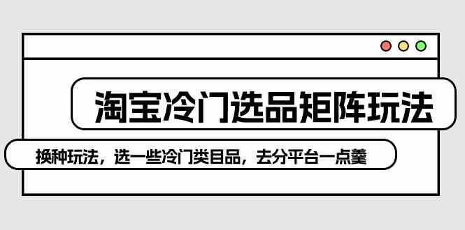 图片[1]-（10159期）淘宝冷门选品矩阵玩法：换种玩法，选一些冷门类目品，去分平台一点羹-飓风网创资源站